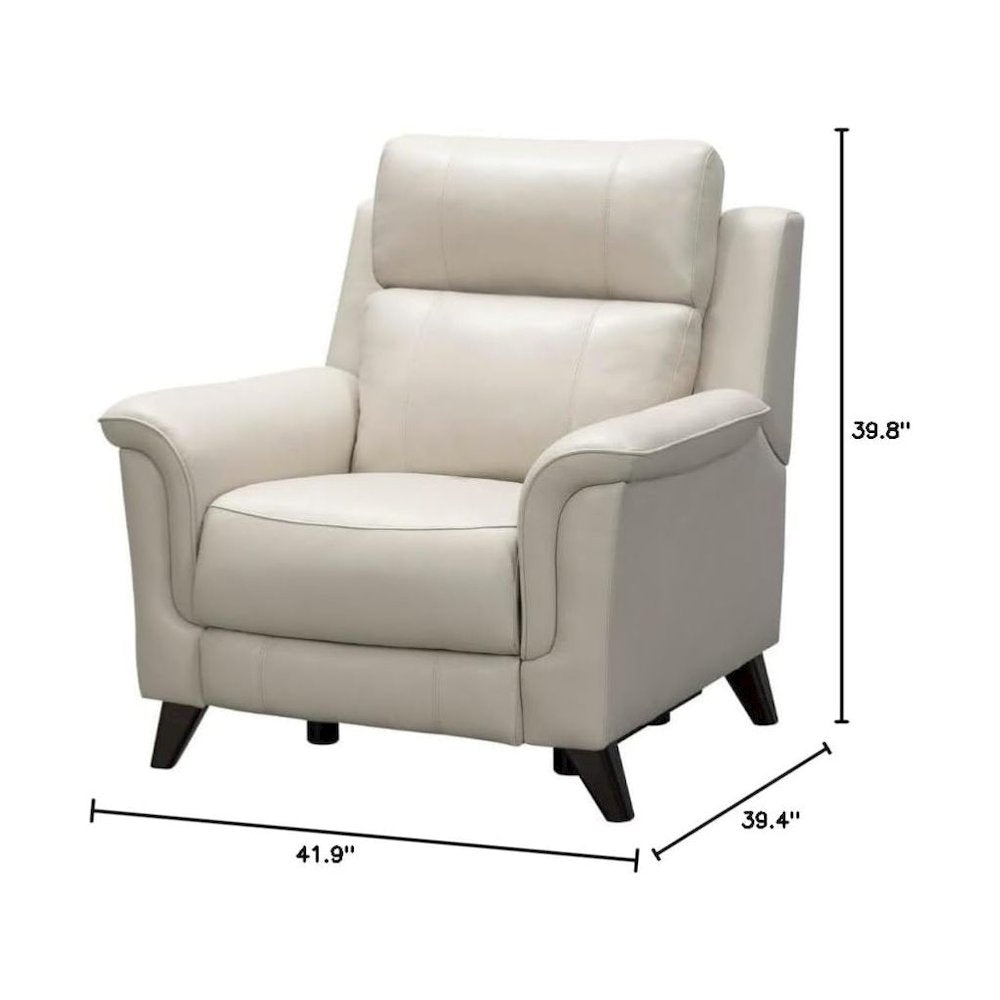 Beige Leather Reclining Chair with Power Headrest and USB Charging Port