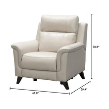 Beige Leather Reclining Chair with Power Headrest and USB Charging Port