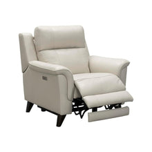 Beige Leather Reclining Chair with Power Headrest and USB Charging Port