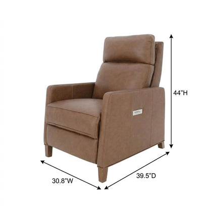 Hardwood Power Recliner Chair, Power Headrest and Lumbar, Dobbs Saddle