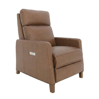 Hardwood Power Recliner Chair, Power Headrest and Lumbar, Dobbs Saddle