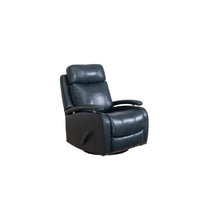 Blue Leather Swivel Glider Recliner with Hardwood Plywood Frame for Comfort