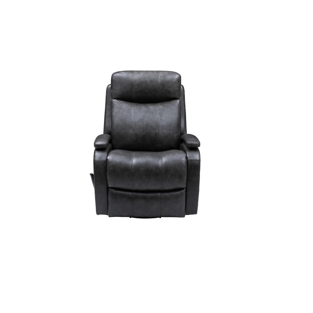 Gray Leather Swivel Glider Recliner with Hardwood Plywood Frame and Comfort