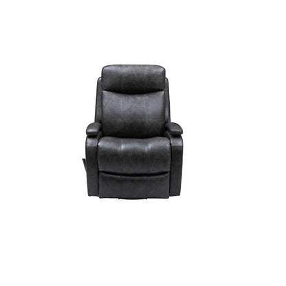 Gray Leather Swivel Glider Recliner with Hardwood Plywood Frame and Comfort