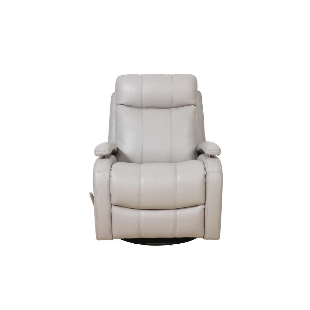 Beige Leather Swivel Glider Recliner with Hardwood Plywood Frame