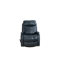 Blue Leather Swivel Glider Recliner with Hardwood Plywood Frame for Comfort