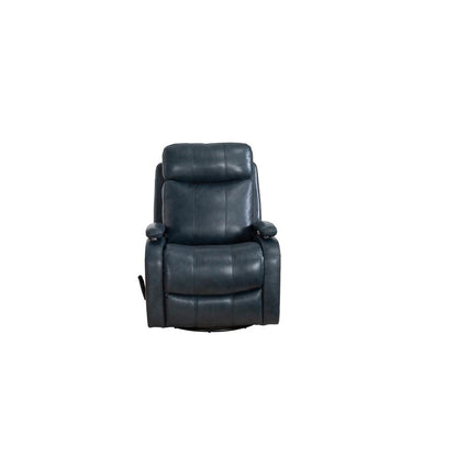 Blue Leather Swivel Glider Recliner with Hardwood Plywood Frame for Comfort