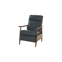 Gray Leather Recliner with Push-Through Arm Mechanism, Hardwood Plywood Frame