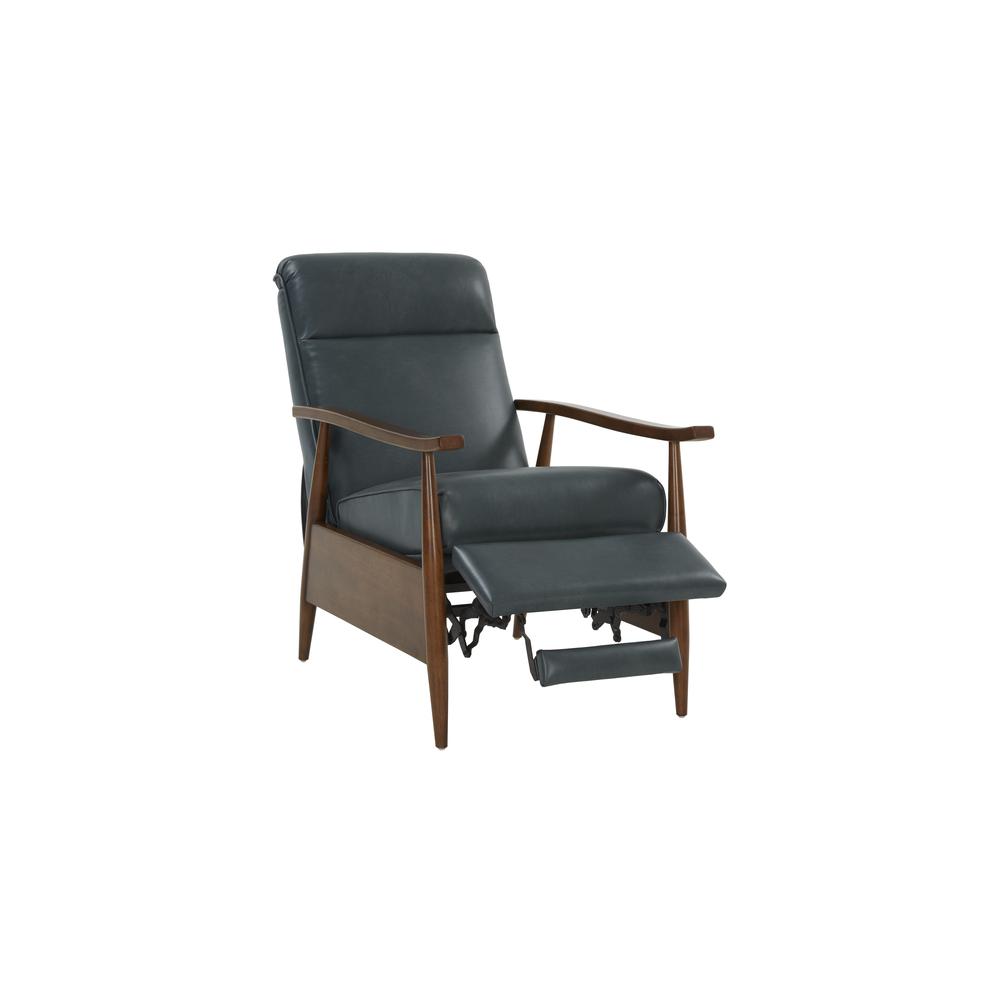 Gray Leather Recliner with Push-Through Arm Mechanism, Hardwood Plywood Frame