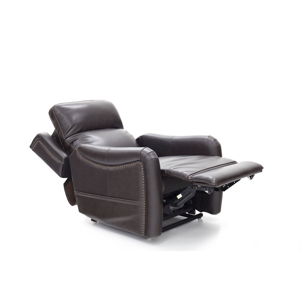 Brown Leather Power Lift Recliner with Heat, Power Headrest & Lumbar Support