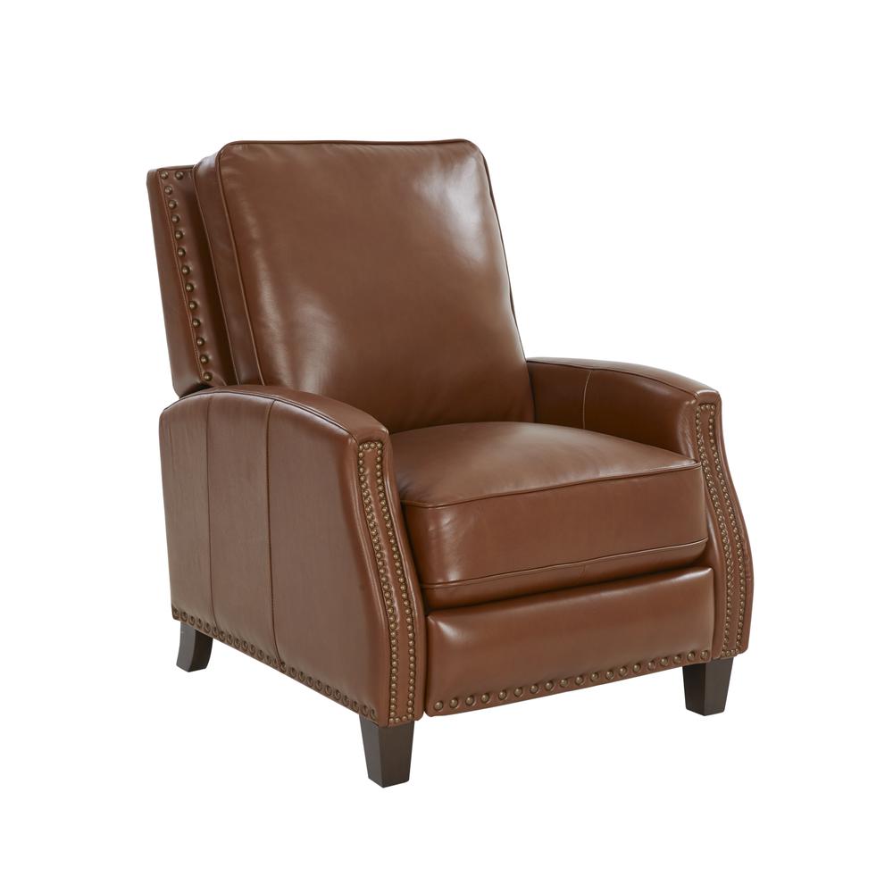 Brown Leather Recliner with Hardwood Plywood Frame for Living Rooms