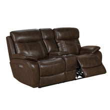 Sandover Power Reclining Console Loveseat w/Power Head Rests & Lumbar