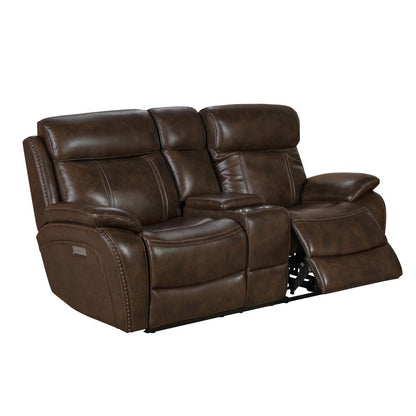 Sandover Power Reclining Console Loveseat w/Power Head Rests & Lumbar