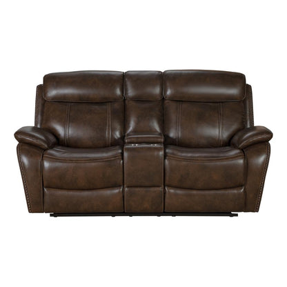 Sandover Power Reclining Console Loveseat w/Power Head Rests & Lumbar