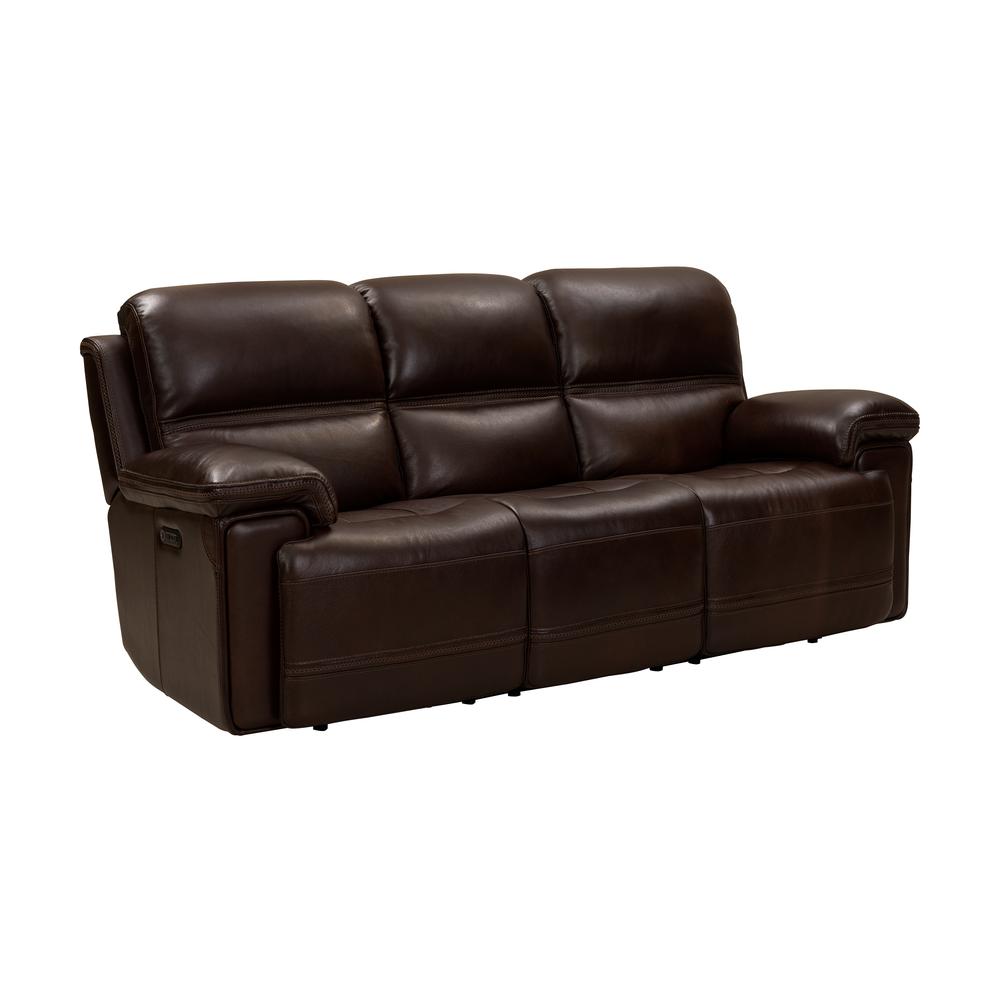 Brown Leather Power Reclining Sofa with Adjustable Headrests and Comfort