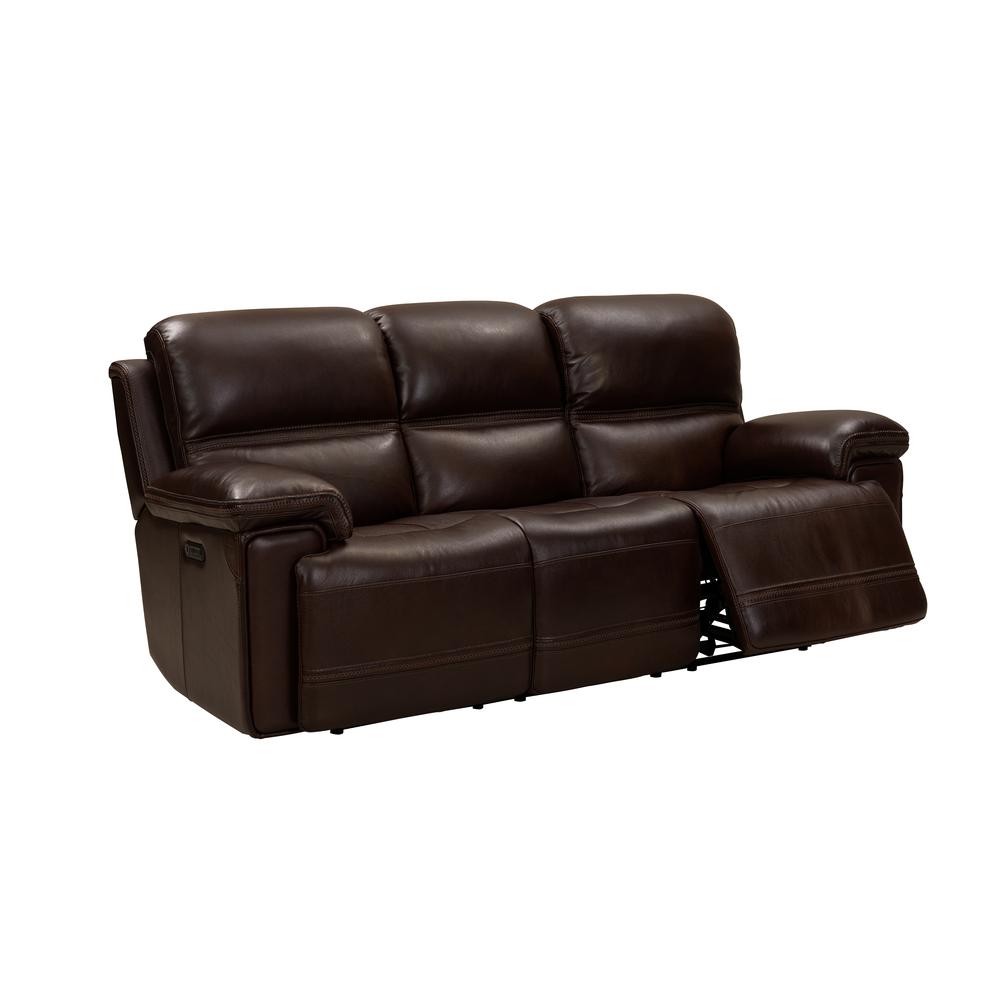 Brown Leather Power Reclining Sofa with Adjustable Headrests and Comfort