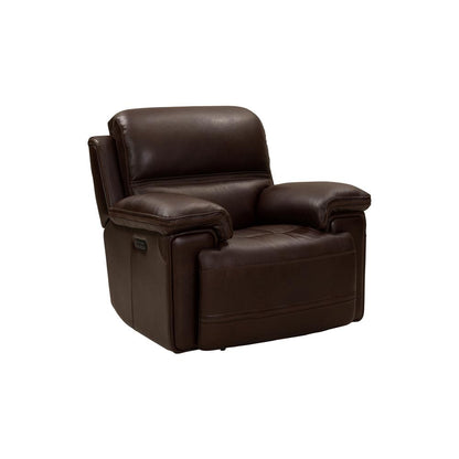 Brown Leather Recliner with Power Head Rest and Hardwood Plywood Frame
