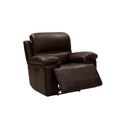Brown Leather Recliner with Power Head Rest and Hardwood Plywood Frame