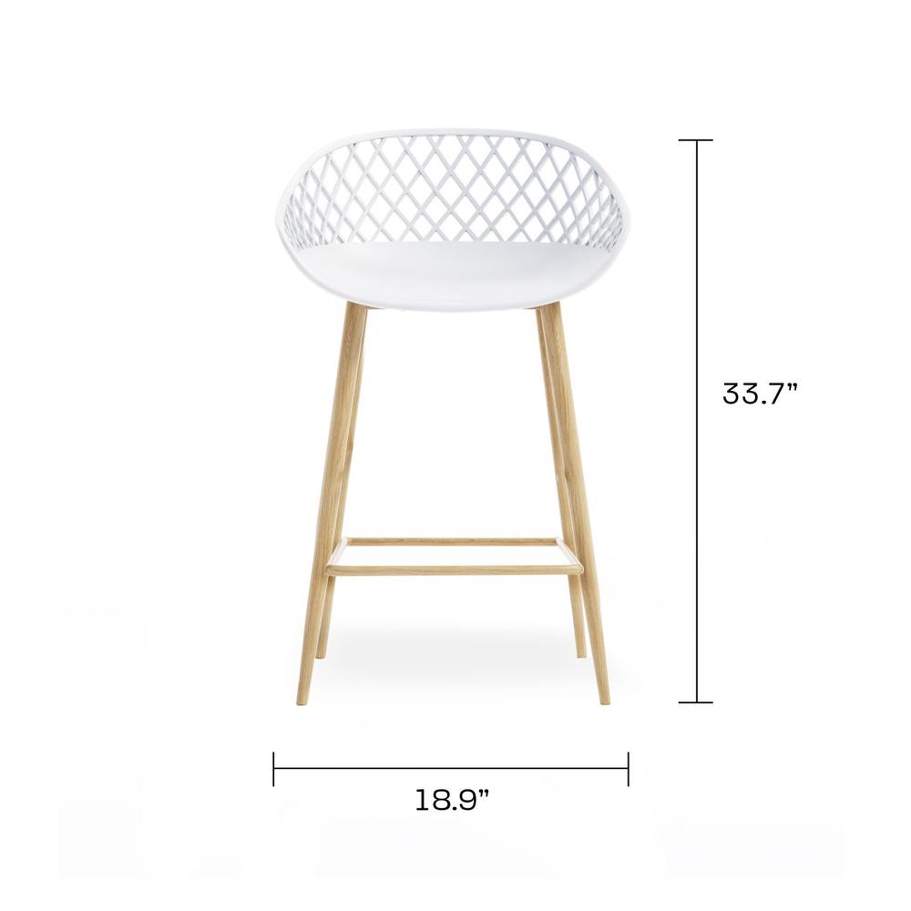 Jamesdar Kurv Counter Stool, White and Natural (Set of 2)