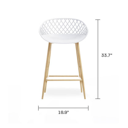 Jamesdar Kurv Counter Stool, White and Natural (Set of 2)