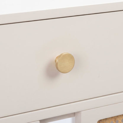 Cream & Rattan Nightstand with Soft Close Drawer and Mdf Legs