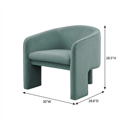 Velvet Accent Chair in Sea Blue with Sculptural Design and Plywood Legs