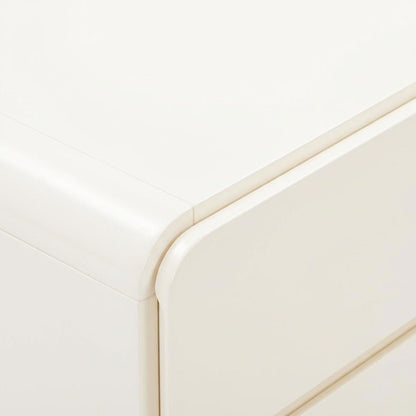 Cream Nightstand with Soft Close Drawers and Acacia Legs