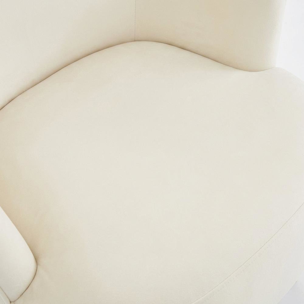 Beige Velvet Wingback Chair With Gold Frame And Channel Tufted Back