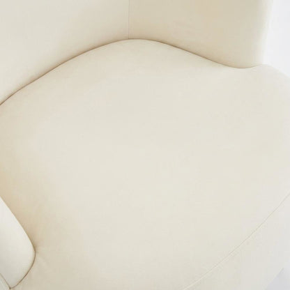 Beige Velvet Wingback Chair With Gold Frame And Channel Tufted Back