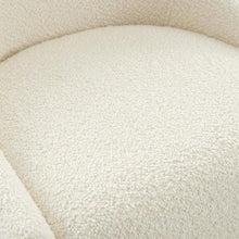 Cream Boucle Side Chair with Gold Legs and Fiber-Wrapped Foam Seat