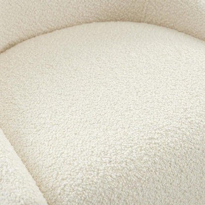 Cream Boucle Side Chair with Gold Legs and Fiber-Wrapped Foam Seat