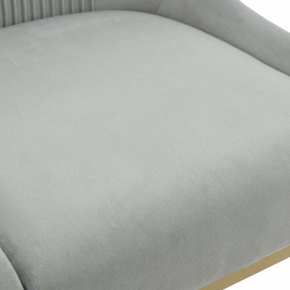 Grey Pleated Velvet Counter Stool with Gold Legs and Modern Design
