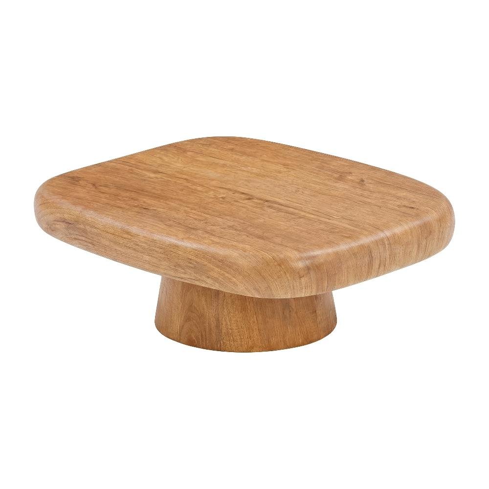 Brown Concrete Indoor Outdoor Coffee Table with Earth-toned Legs, Sturdy Design