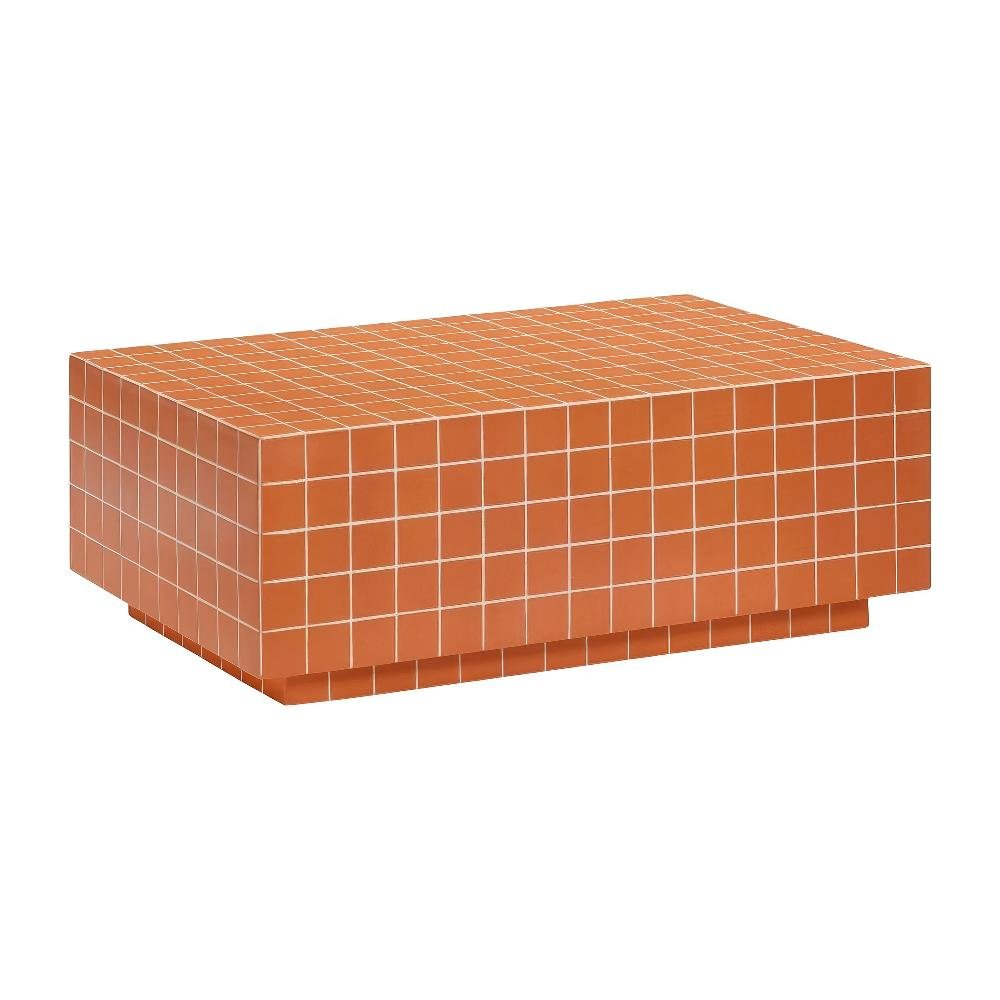 Orange Concrete Indoor Outdoor Coffee Table with Brick Legs and Durable Design