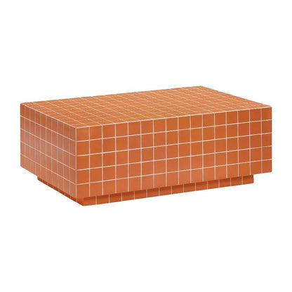Orange Concrete Indoor Outdoor Coffee Table with Brick Legs and Durable Design