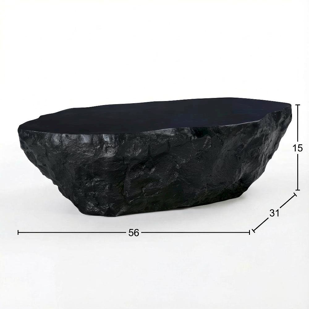 Black Concrete Coffee Table, Sturdy Design and Smooth Surface for Living Areas