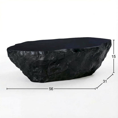 Black Concrete Coffee Table, Sturdy Design and Smooth Surface for Living Areas