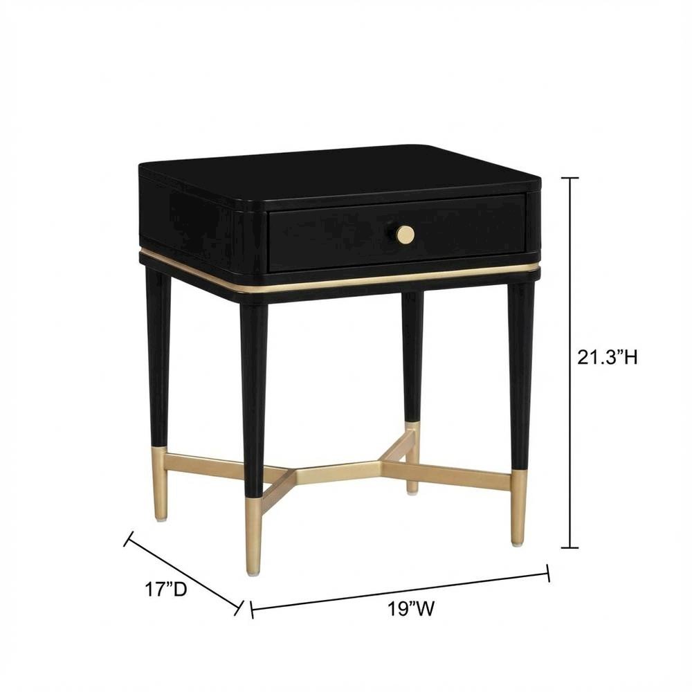 Black Nightstand with Soft-Close Drawers and Modern Style
