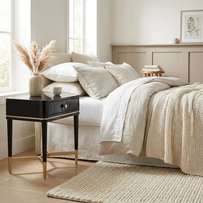 Black Nightstand with Soft-Close Drawers and Modern Style