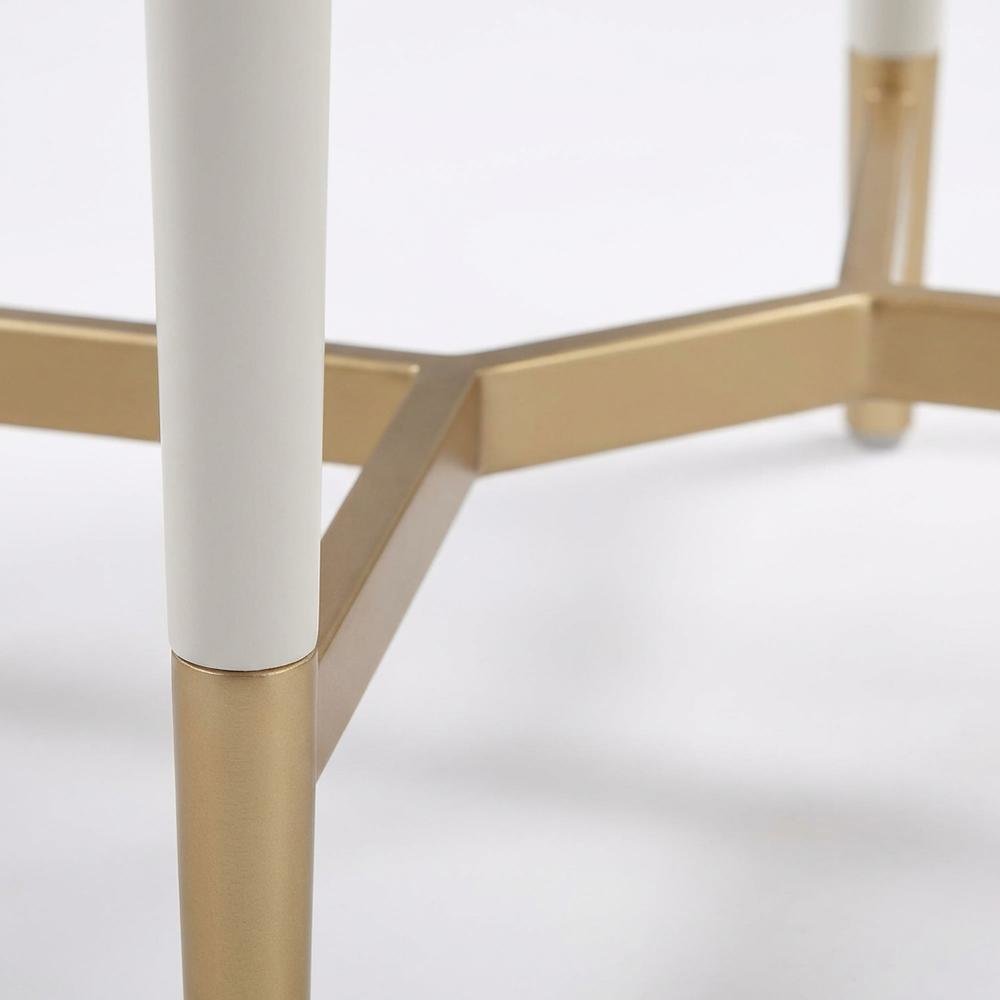 Cream Nightstand with Soft-Close Drawers and Acacia Wood Construction
