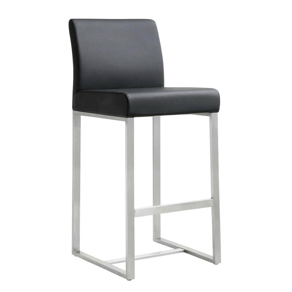 Stainless Steel Counter Stool Set, Adjustable Seat Height and Foam Cushions