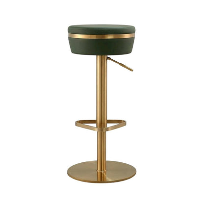 Malachite Green and Gold Adjustable Bar Stool with Fiber-Wrapped Foam Seat