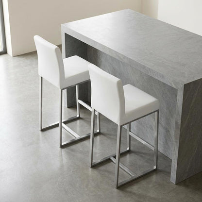 White Stainless Steel Counter Stool Set - Modern, Durable, 2-Pack