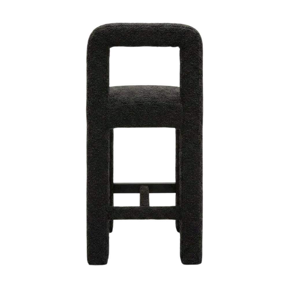 Black Boucle Counter Stool with Modern Design and Comfortable Seat