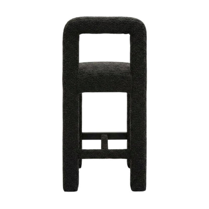 Black Boucle Counter Stool with Modern Design and Comfortable Seat