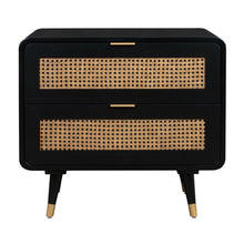 Mid-Century Nightstand with Black Legs and Soft-Close Drawers in Acacia