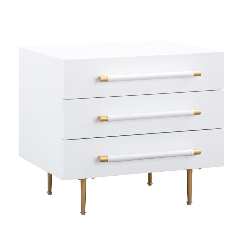 Modern Gray Nightstand with Soft Close Drawers and Gold Iron Legs