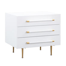 Modern Gray Nightstand with Soft Close Drawers and Gold Iron Legs