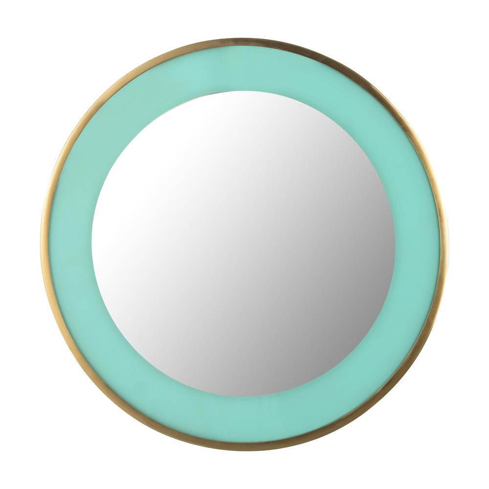 Turquoise Enamel and Brushed Brass Mirror, Belen Kox