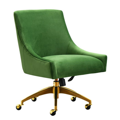 Luxe Green Velvet Swivel Office Chair, Belen Kox